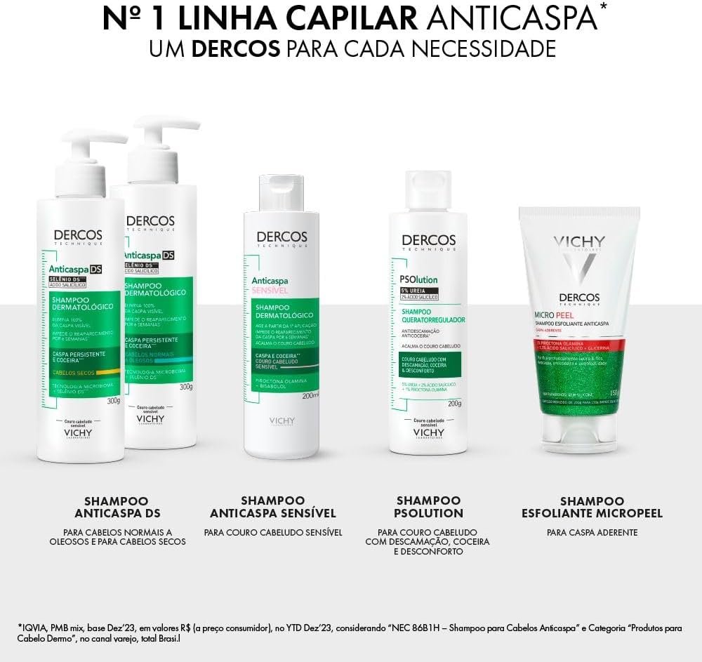 Vichy Dercos Shampoo Anticaspa DS para Cabelos Normais a Oleosos, Elimina 100% da Caspa Visível e Coceira, Ação Antirreincidência por 6 Semanas, Controla a Oleosidade, 300g - Imagem 6