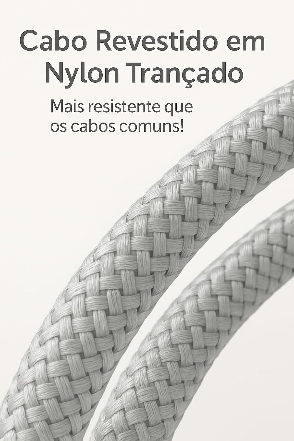 Cabo Carregador Turbo Trançado De Nylon Branco Compatível com iPhone 14/13/12/11/XR/XS/8/7/SE/XR Certificado Premium - Imagem 4
