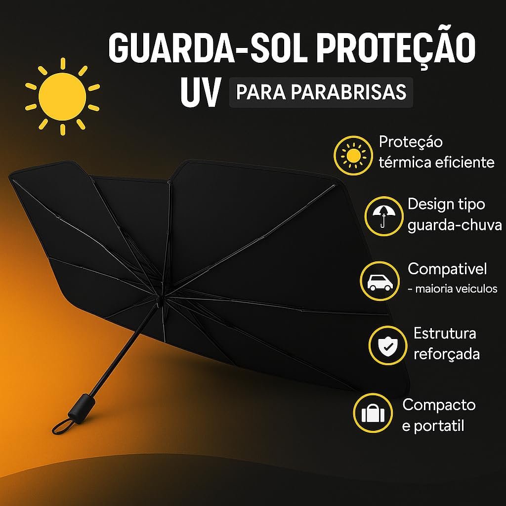 Protetor Solar Para-brisa, Quebra Sol Portátil, Proteção Térmica UV, Protetor Solar com Isolamento Térmico, Retrátil, Protetor Térmico Para Carro, Protetor Dobrável Preto para Carro - Imagem 2