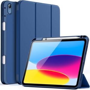 JETech Capa para iPad (A16) 11ª/10ª Geração (2025/2022) com Porta Pencil, Case Fina para Tablet com Parte Traseira de TPU Macio, Ativação/Repouso Automático (Marinha)
