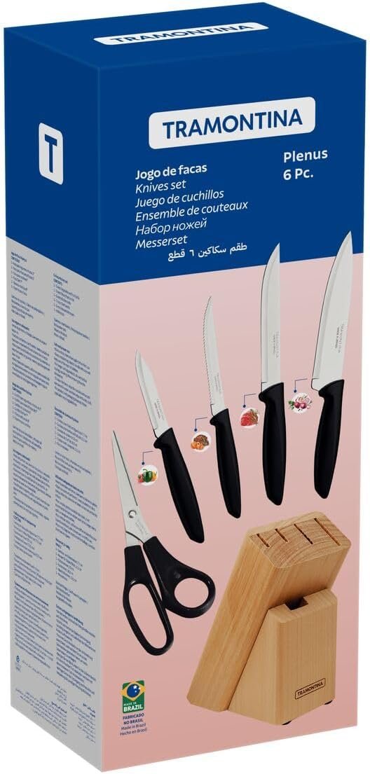 Jogo de Facas 6 Peças, Tramontina, Plenus 23498015, Preto - Imagem 3
