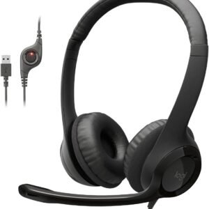 Headset com fio USB Logitech H390 com Almofadas Confortáveis, Controles de Áudio Integrado e Microfone com Redução de Ruído – Preto