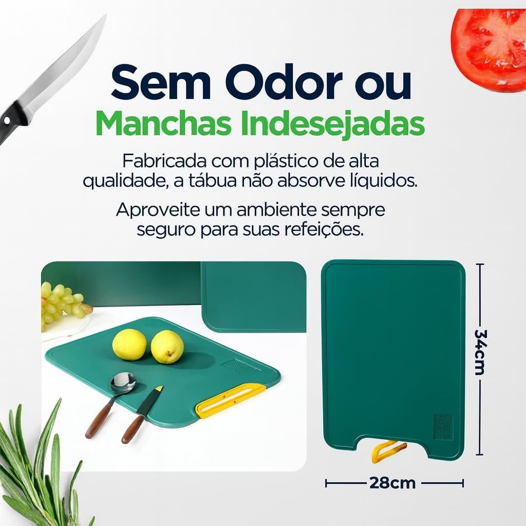 Tábua de Corte Premium Antibacteriana – Polietileno Resistente, Não Mancha e Não Deforma | Ideal para Carnes, Legumes e Cozinha Profissional | Alça Ergonômica, Super Higiênica e Fácil de Limpar - Imagem 3