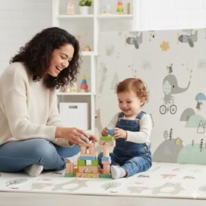 Tapete de Atividades Infantil Térmico Isolante Emborrachado Dupla Face Dobrável Grande 150x200cm Macio Antiderrapante Tatame para Criança e Bebê 8mm Acompanha Capa de Transporte (Urso/Elefante)