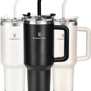 Romantic Crown Copo Térmico com Canudo Tampa e Alça 1,18L, Cops Garrafas Termico para viagem vácuo dupla camada aço inoxidável, Caneca Termica Cafe Água Chá,Presente, Fitness (Preto) Romantic Crown Copo Térmico com Canudo Tampa e Alça 1,18L, Cops Garrafas Termico para viagem vácuo dupla camada aço inoxidável, Caneca Termica Cafe Água Chá,Presente, Fitness (Preto)