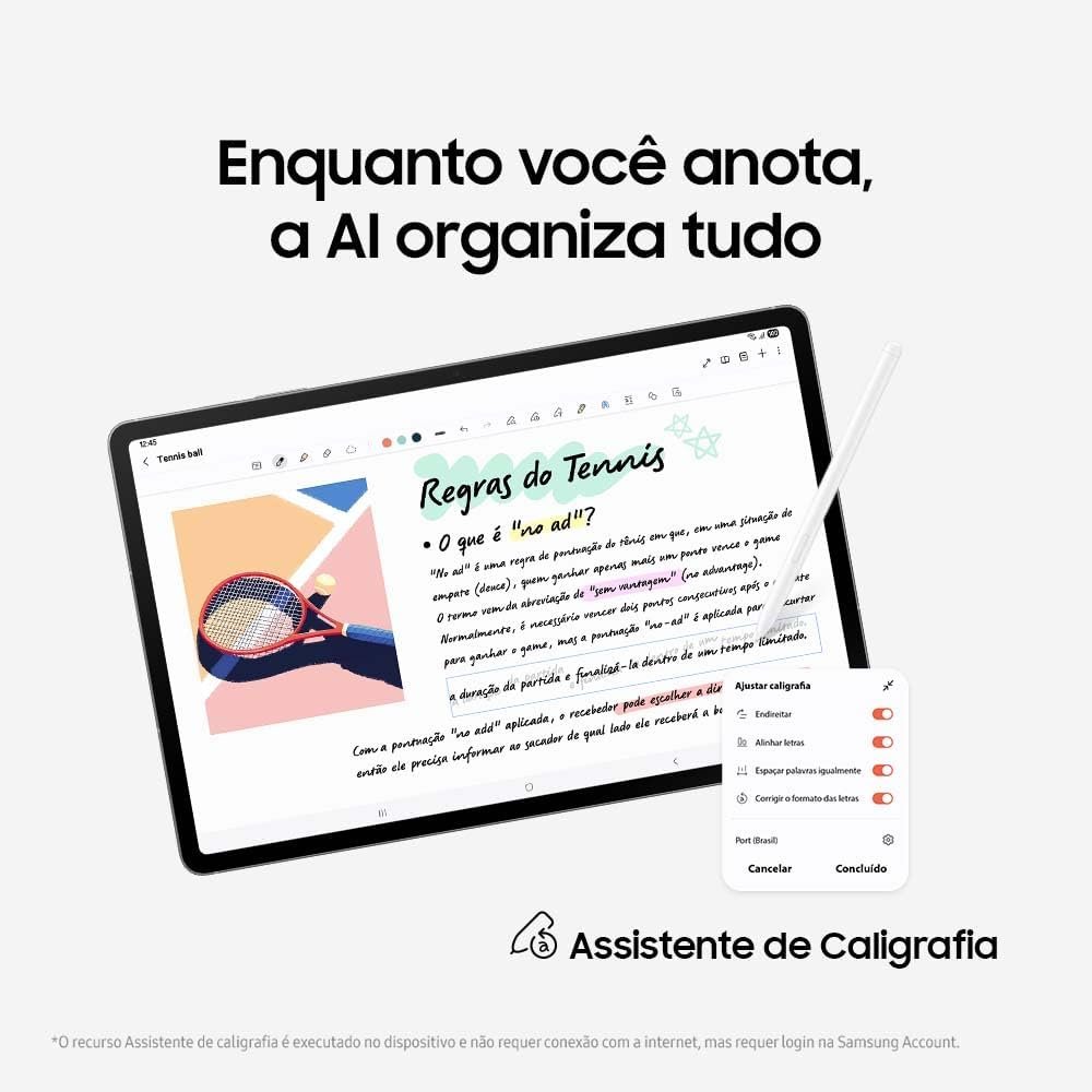 Tablet Samsung Galaxy Tab S10 FE, Cinza, 128GB, 8GB RAM, Tela Imersiva de 10.9" 90Hz, Camera Traseira de 13MP, Câmera Frontal de 12MP Ultra Wide, Wifi 6, IP68, Android 15 - Imagem 6