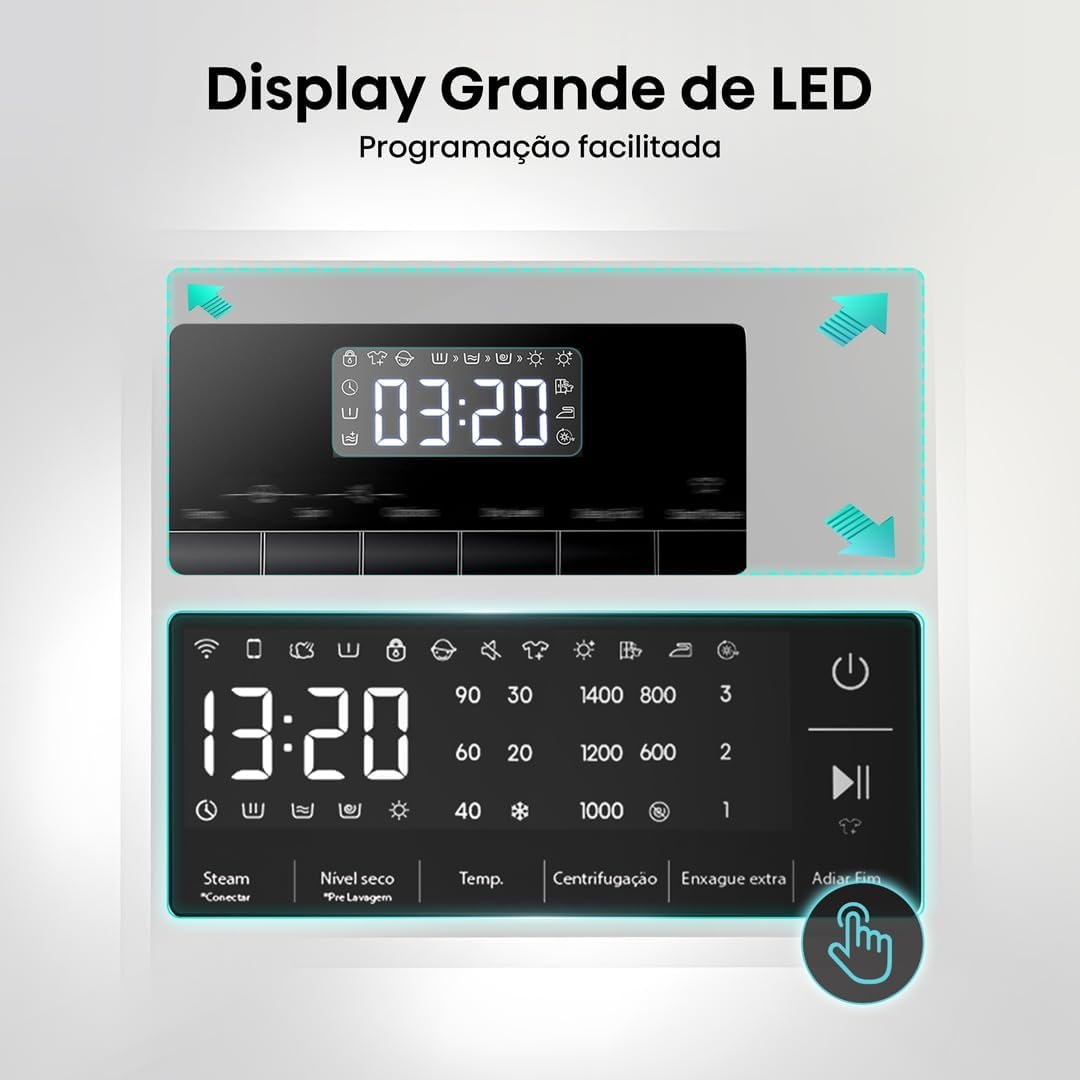 Hisense Lava e Seca, 11kg Lavagem/7kg Secagem, Wi-Fi, Steam, 13 Programas, Motor Inverter, Painel Touch, Branca WD3S11-127V - Imagem 9