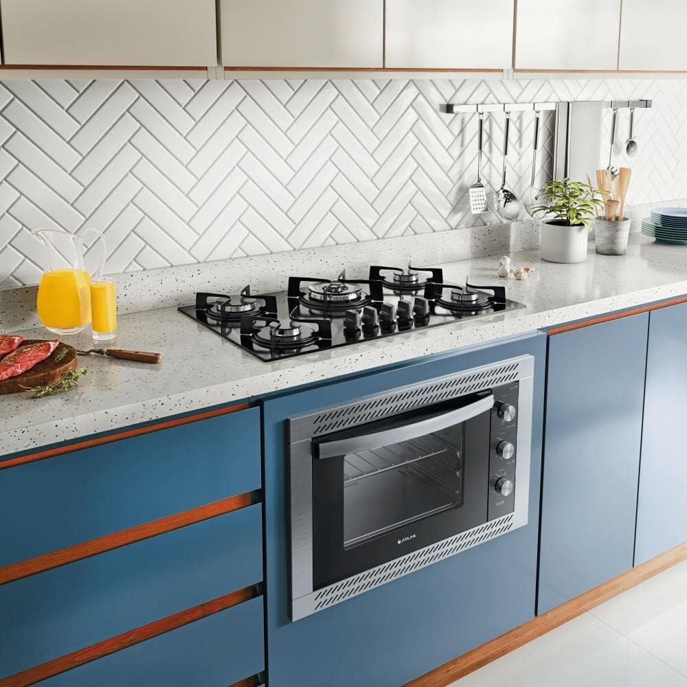 Cooktop 5 Bocas Preto com Mesa de Vidro e Tripla Chama Atlas U Top Bivolt - Imagem 5