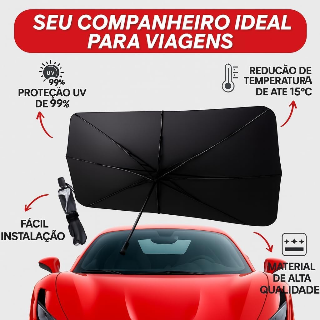 Protetor Solar Para-brisa, Quebra Sol Portátil, Proteção Térmica UV, Protetor Solar com Isolamento Térmico, Retrátil, Protetor Térmico Para Carro, Protetor Dobrável Preto para Carro - Imagem 3