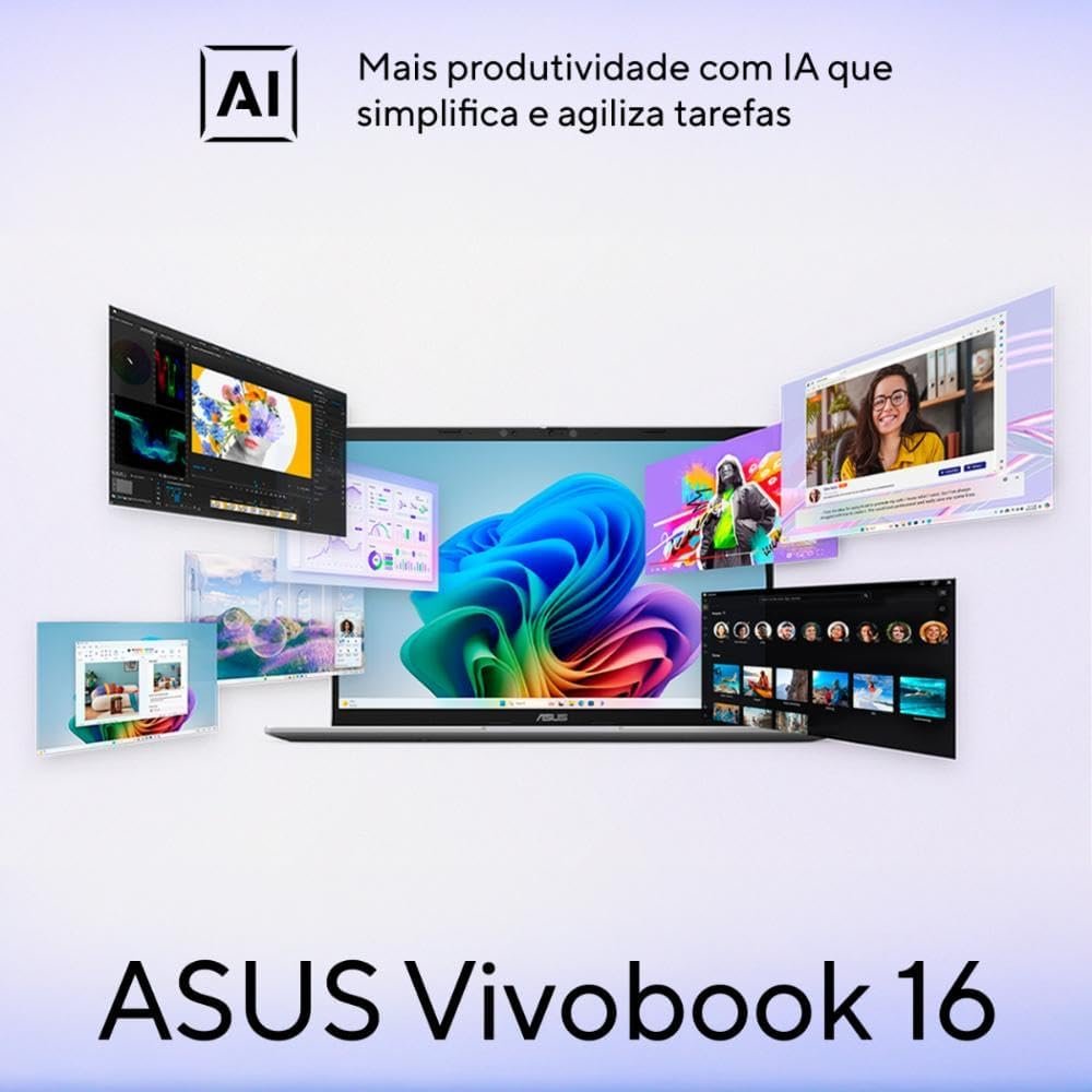 Notebook ASUS Vivobook 16 X1607QA SNAPDRAGON X1 26 100 16Gb Ram 1TB SSD Windows 11 Home Tela 16" FHD Silver - MB092W - Imagem 4
