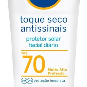 NIVEA SUN Protetor Solar Facial Toque Seco Antissinais FPS 70 40ml – Com muito alta proteção contra raios UVA/UVB, controla o brilho e previne o envelhecimento precoce