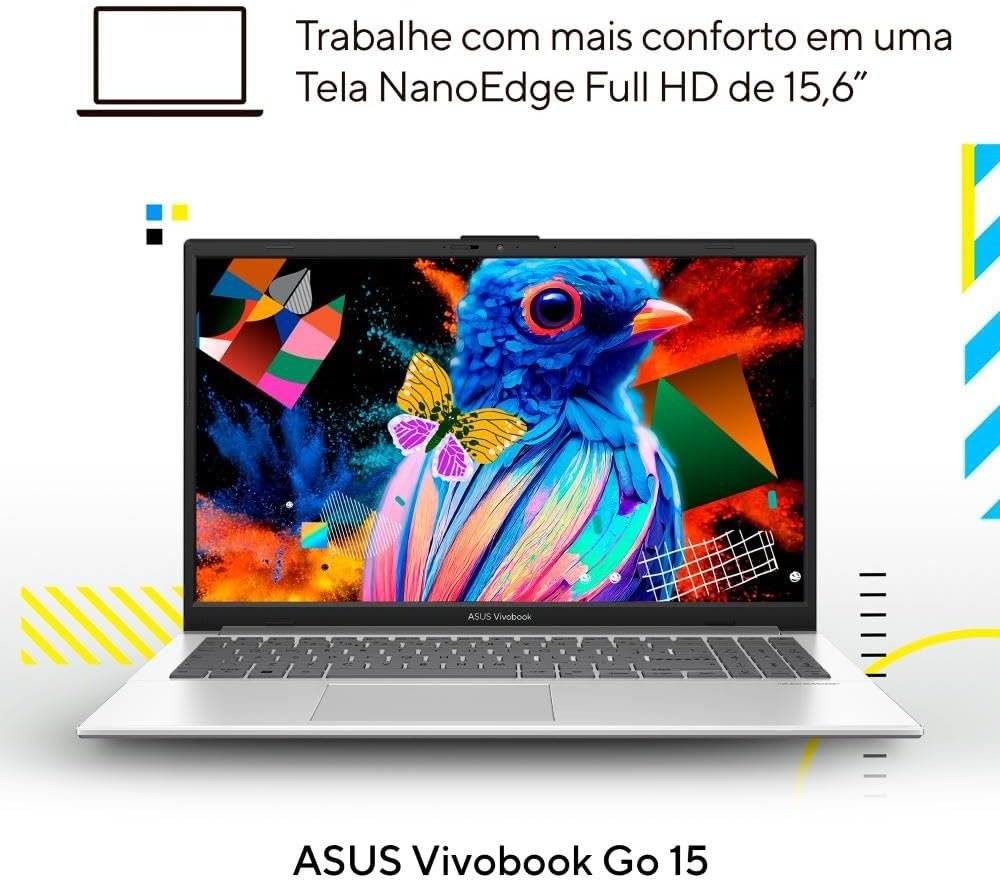 Notebook ASUS Vivobook Go 15, Intel Core i3 N305, 8GB, 512GB SSD, W11 Home, Tela 15.6" FHD, Cool Silver - E1504GA-NJ435W - Imagem 7