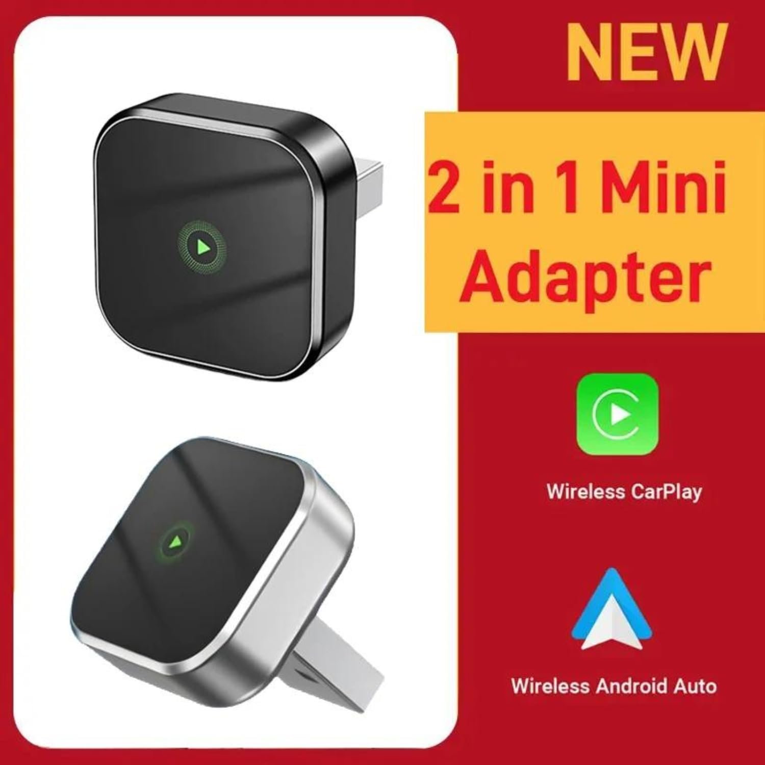 Adaptador Wireless CarPlay e Android Auto 2 em 1 (Versão 2025), Conversor de Cabo para Sem Fio, Dongle USB Mini de Liga de Alumínio, Plug & Play, Encaixe Angular Discreto, Sem Atrasos para Carros 2016 - Imagem 4