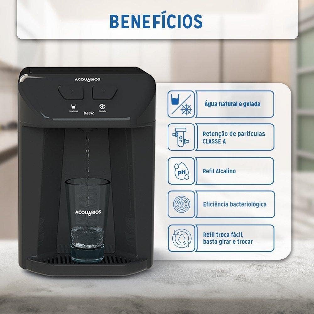 ACQUABIOS PURIFICADOR DE ÁGUA BASIC - BACTERIOLÓGICO/BIVOLT/PRETO - Imagem 6