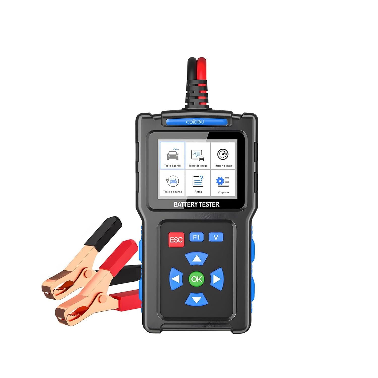 Testador de Bateria Automotiva 12V/24V com Medidor CCA – Tela 2,4", Teste de Partida e Alternador, compatível AGM/EFB/GEL, USB para atualização, Proteção de Polaridade Reversa, para carros, caminhões