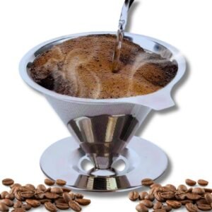 Filtro Coador de Café Inox N.103 Malha Ultrafina 12 x 9 x 9cm Reutilizável, Dupla Camada, Sem Papel-IT