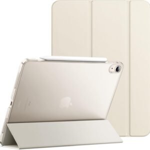 JETech Capa para iPad Air 11 Polegadas M3/M2 (2025/2024), iPad Air 5/4 (10,9 Polegadas, Modelo 2022/2020), Capa Traseira Rígida com Suporte Fino e Ativação/Repouso Automático (Estrela Branca)