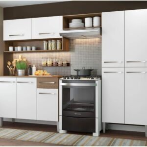 Cozinha Compacta Madesa Emilly Pop Com Armário e Balcão – Rustic/branco