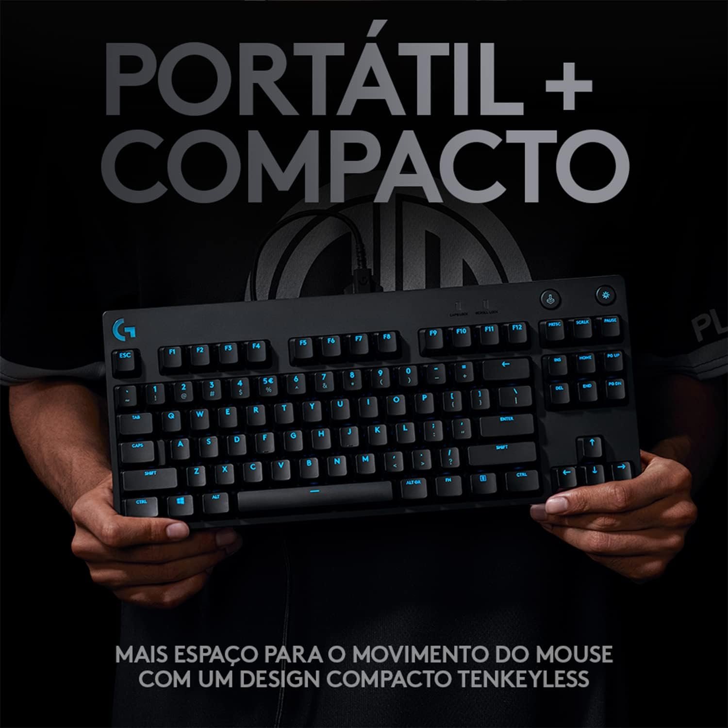 Teclado Mecânico Gamer Logitech G PRO com Layout US, RGB LIGHTSYNC, Design TKL, Cabo Destacável e Switch Exclusivo GX Blue Clicky - Imagem 5