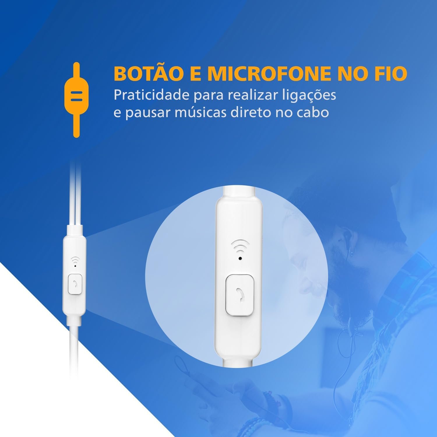 PHILIPS, Fone de Ouvido com Microfone, TAUE101WT/00, Com fio de 1,2 metros, intra-auricular, Branco - Imagem 5