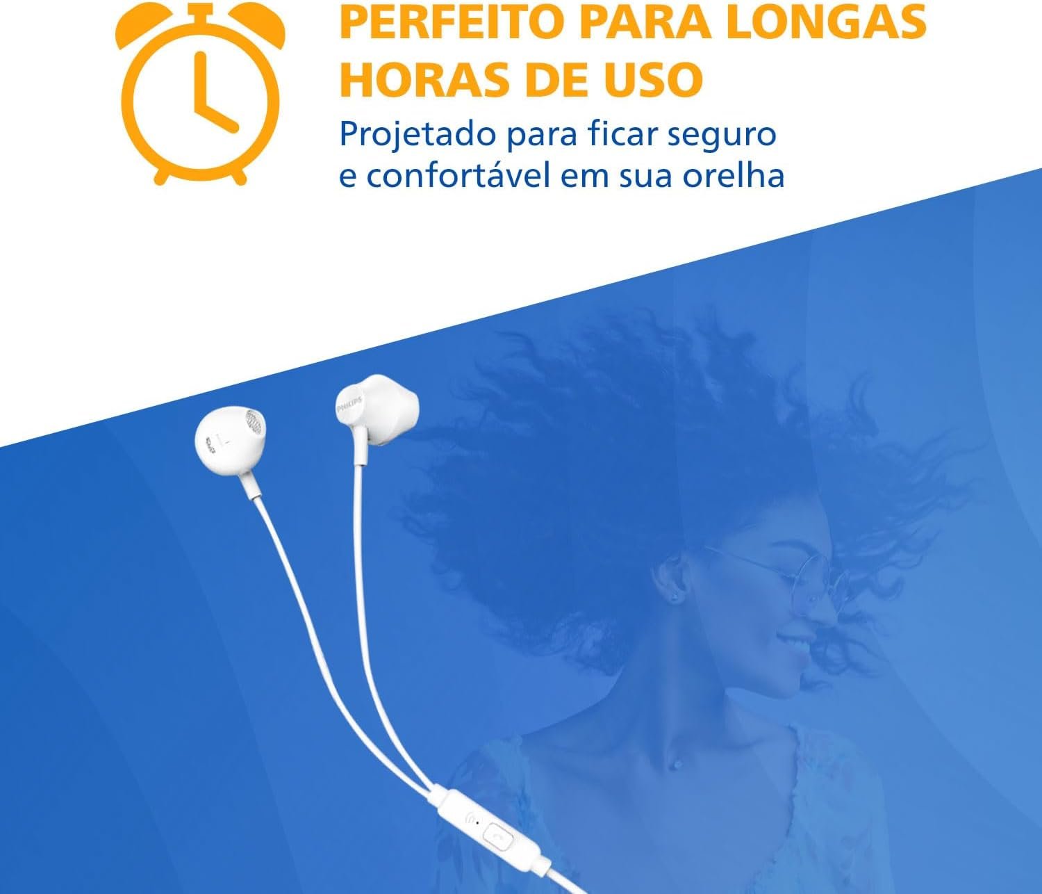 PHILIPS, Fone de Ouvido com Microfone, TAUE101WT/00, Com fio de 1,2 metros, intra-auricular, Branco - Imagem 3