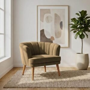 Poltrona Cadeira para Sala de Estar Confortável Tecido VeludoMOBLAN decor (Cappuccino)