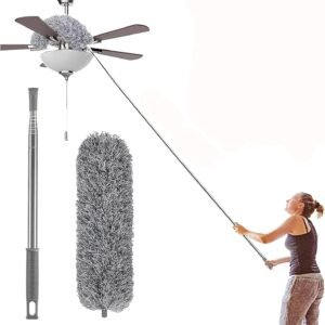 Espanador De Pó dobrável com microfibras cabo retrátil extensor limpeza de casa poeira-THREE BROTHERS Espanador De Pó dobrável com microfibras cabo retrátil extensor limpeza de casa poeira-THREE BROTHERS