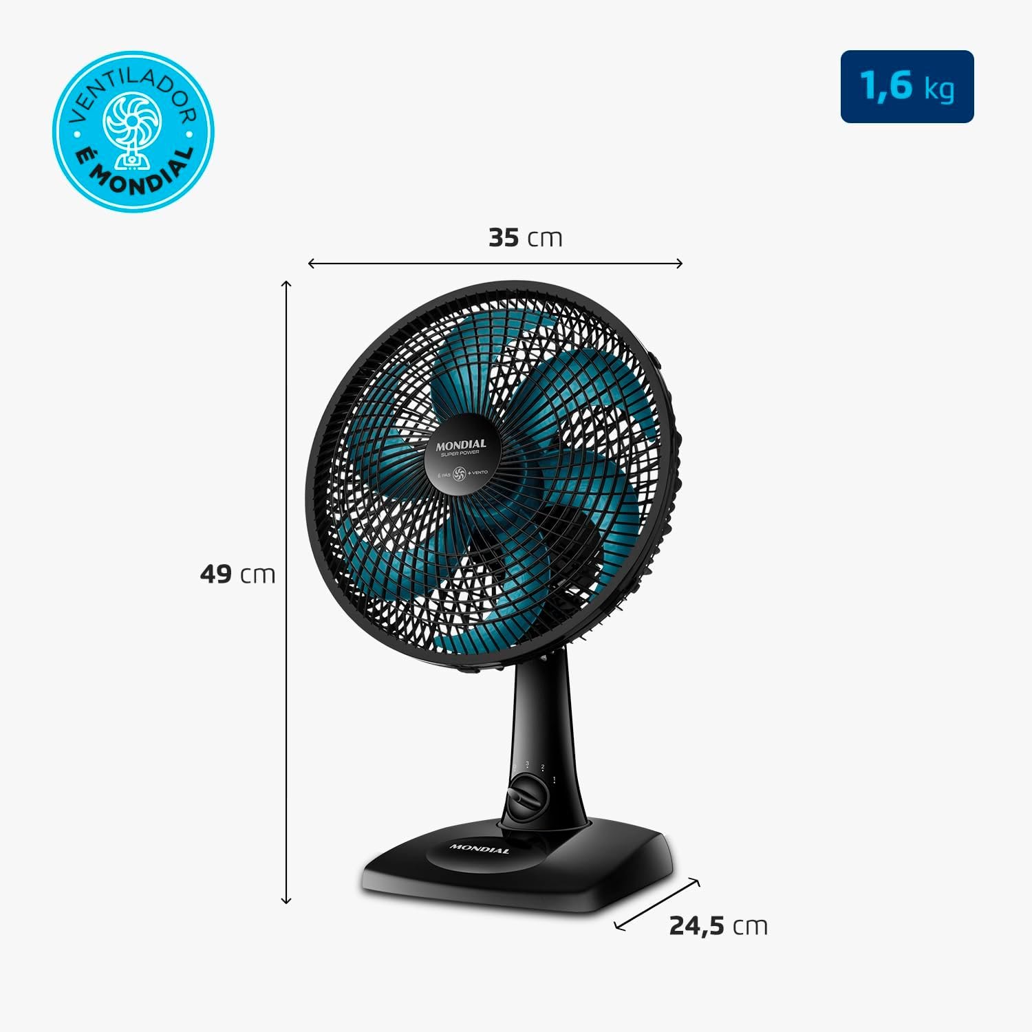 Ventilador de Mesa Mondial 110V, 30cm, 6 pás, Super Power - VSP-30-AP - Imagem 7