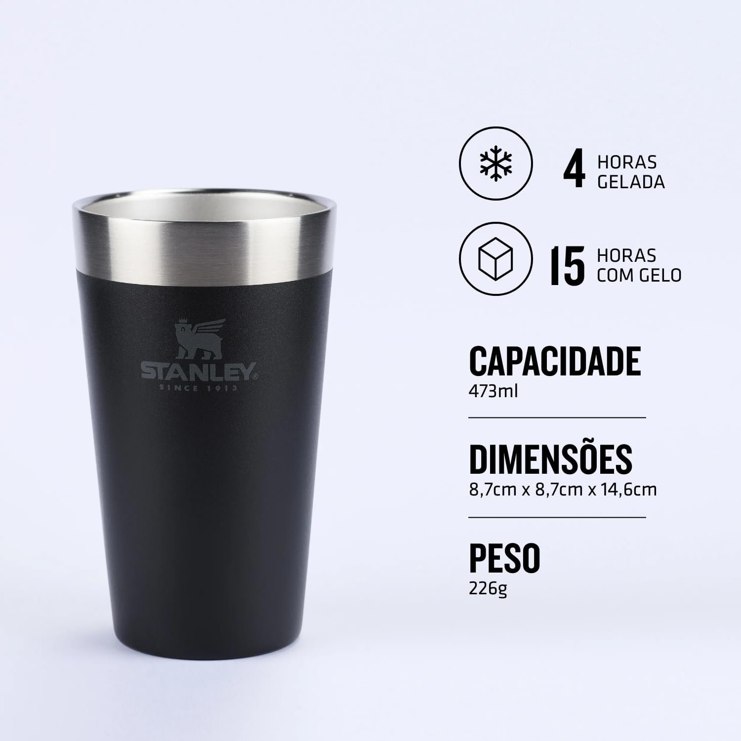 Stanley - Copo de cerveja isolado, copo empilhável Stay Chill de 473 ml, para bebidas quentes ou frias - Imagem 2