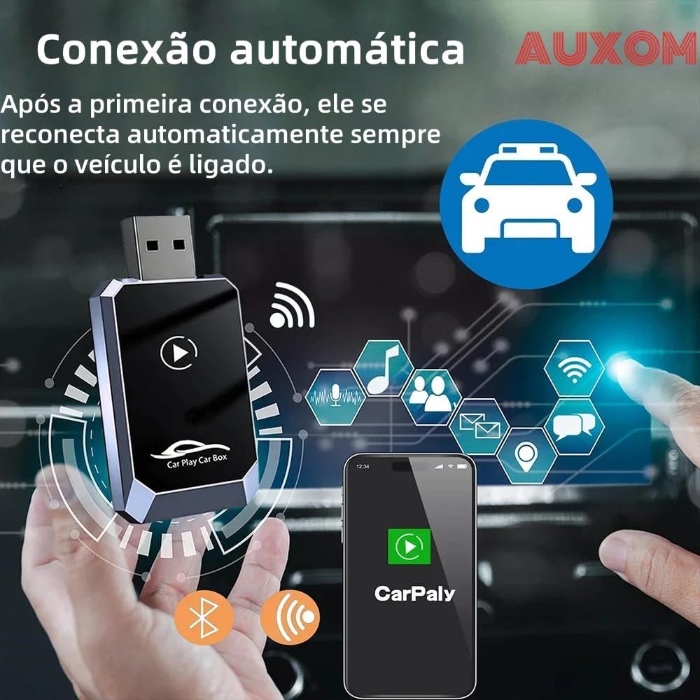 Adaptador CarPlay Android Auto 2 em 1 Sem Fio, Conversor Mini de CarPlay com Fio para Sem Fio Plug & Play, Conexão Rápida USB-A/C, Compatível com iPhone e a maioria dos modelos de veículos - Imagem 8