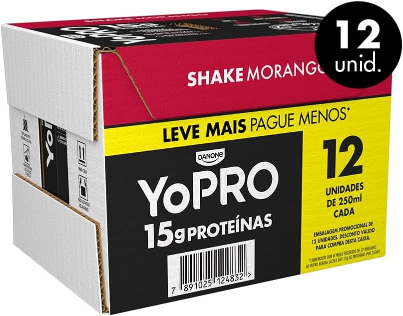 YoPRO Bebida Láctea UHT Morango 15g de proteínas 250ml - 12 unidades - Imagem 2