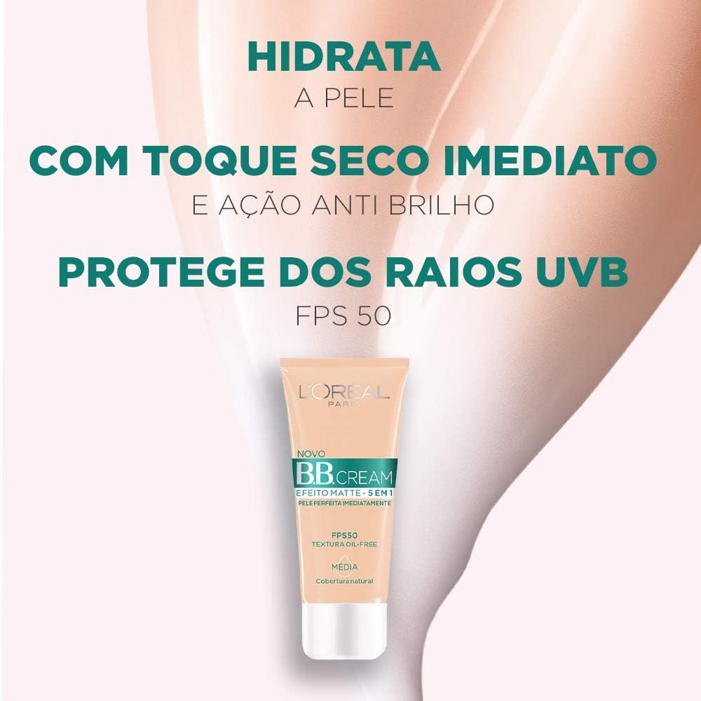 L'Oréal Paris Base Bb Cream Efeito Matte Cor Média Fps 50 30Ml - Imagem 2