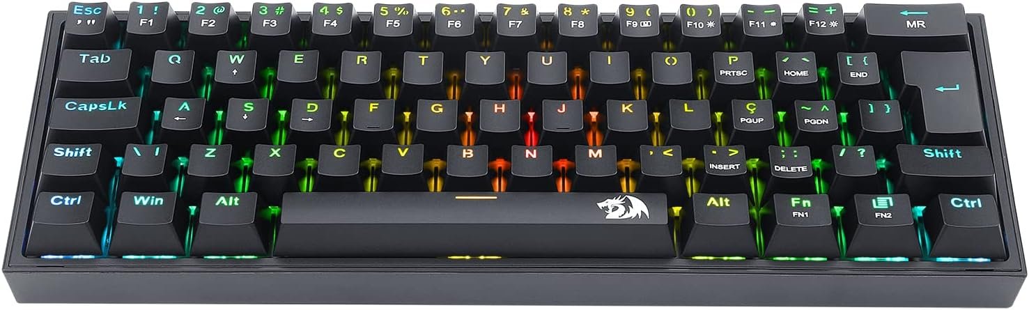 Redragon TECLADO MECANICO GAMER FIZZ RGB PRETO SWITCH AZUL - Imagem 5
