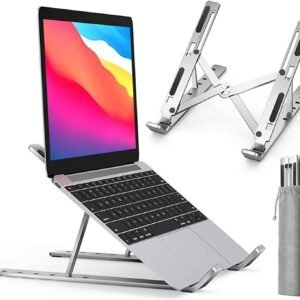Shaolong Suporte De Notebook De Alumínio Ajustável Para Notebook De 6 Ângulos Ajustável De Alumínio Dobrável E Ergonômico Para Desktop Compatível Com Macbook, Ipad, Hp, Dell, Lenovo 10-17 Polegadas