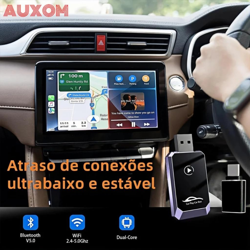 Adaptador CarPlay Android Auto 2 em 1 Sem Fio, Conversor Mini de CarPlay com Fio para Sem Fio Plug & Play, Conexão Rápida USB-A/C, Compatível com iPhone e a maioria dos modelos de veículos - Imagem 3