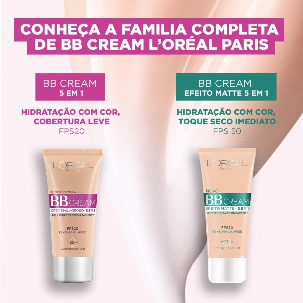 L'Oréal Paris Base Bb Cream Efeito Matte Cor Média Fps 50 30Ml - Imagem 5