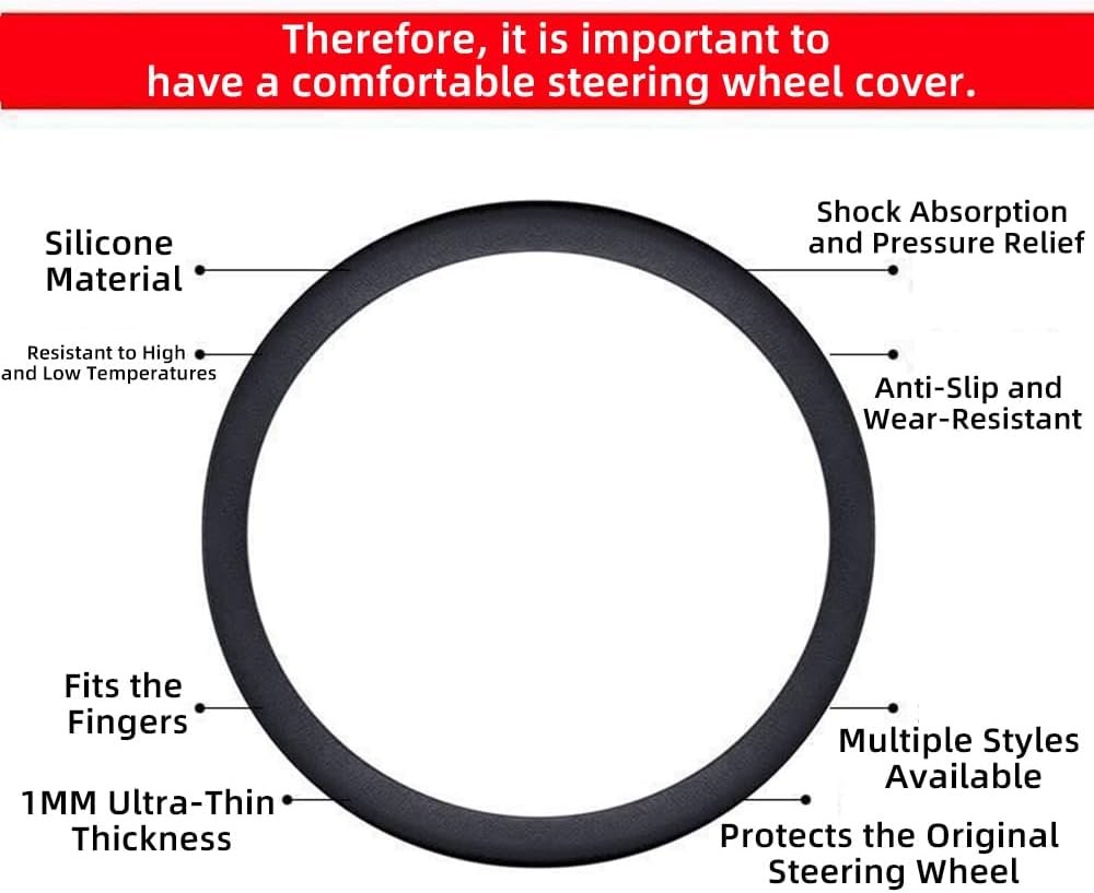 Capa de volante, couro de silicone antiderrapante e respirável, ajuste universal para carro, caminhão, SUV, fácil de instalar, aderência segura - Imagem 2