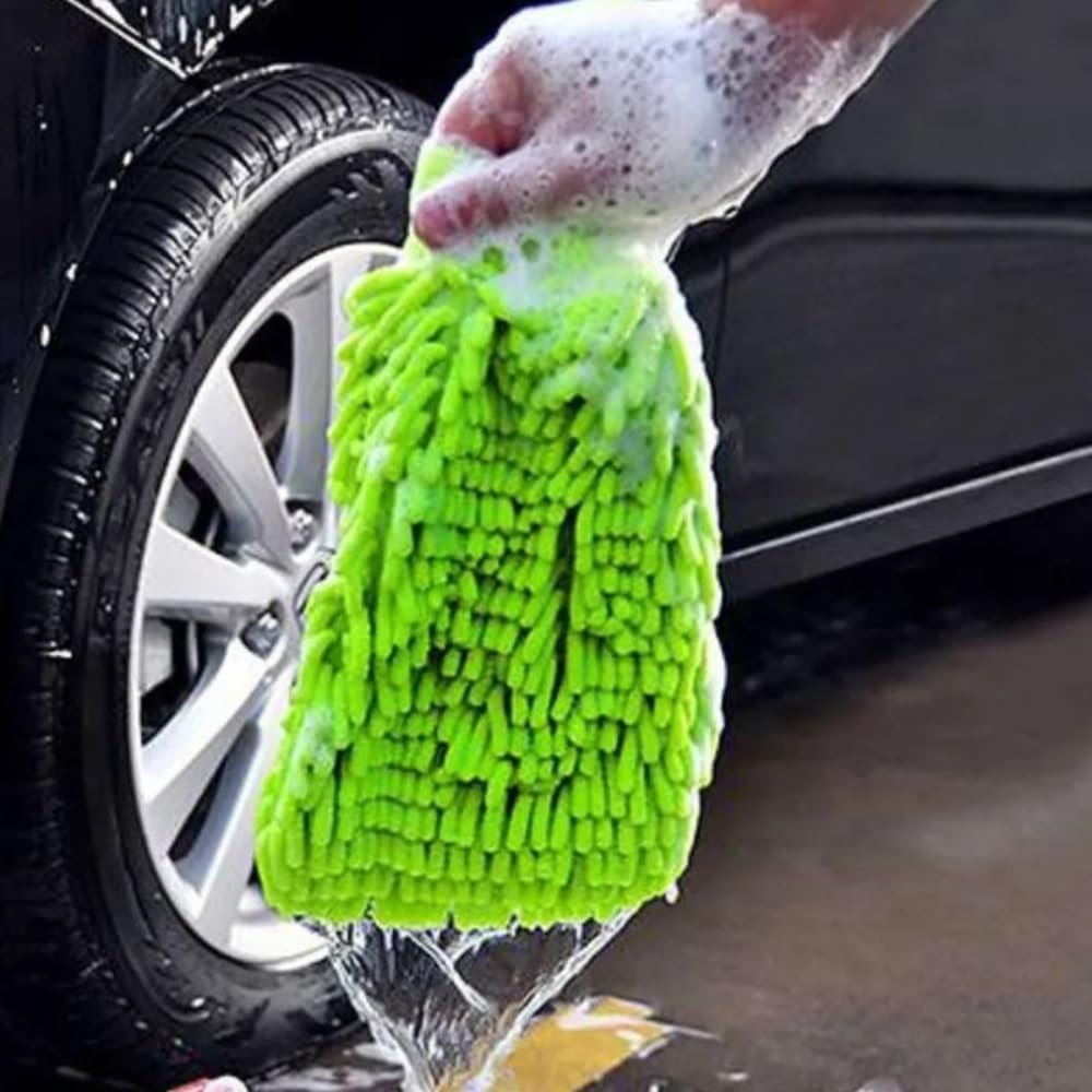 Kit 2 Luva de microfibra para lavagem de carro, pacote com 2 unidades sem fiapos, luva de microfibra de chenille premium, escova de lavagem de carro -Vende Mais - Imagem 5