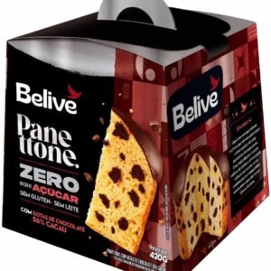 Panetone Sem Açúcar Sem Glúten Sem Leite com Gotas de Chocolate 56% Cacau Belive 420g Panetone Sem Açúcar Sem Glúten Sem Leite com Gotas de Chocolate 56% Cacau Belive 420g