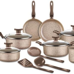 Jogo de Panelas 10 Peças Bianco Antiaderente com Tampa de Vidro