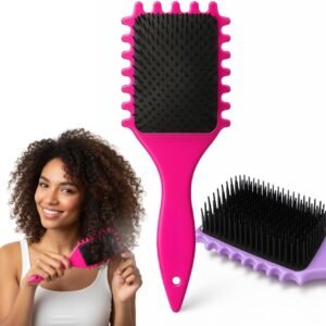 Escova Cabelo Fitagem Cachos Ondulado Finalização Profissional Raquete Wave Mechas – Ideal para Cabelos Cacheados