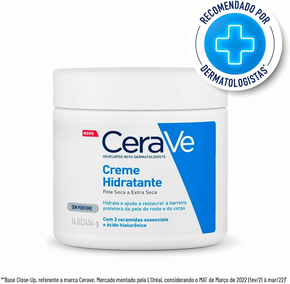 CeraVe Creme Hidratante Corporal, para Pele Seca a Extra Seca, com 3 Ceramidas Essenciais e Ácido Hialurônico, Hidratação Profunda e Duradoura, Tecnologia MVE, Sem Perfume, 453g - Imagem 2