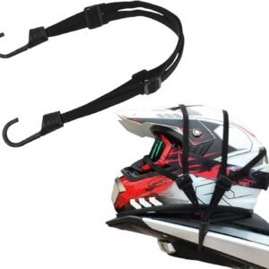 Capacete de motocicleta universal corda de bagagem alta retrátil preta para capacete de malha elástica com 2 ganchos (59,9 cm)
