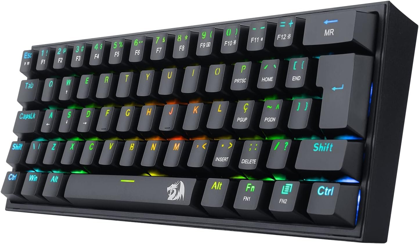 Redragon TECLADO MECANICO GAMER FIZZ RGB PRETO SWITCH AZUL - Imagem 2