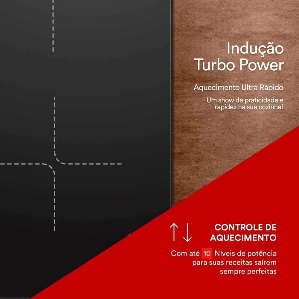 Cooktop de Indução 4 Bocas Eos 7200w Preto Eci04ep2 220v - Imagem 2