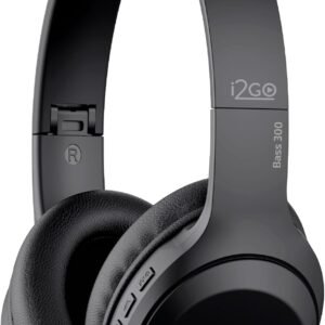 I2GO, Headphone Bass 300, Bluetooth, Microfone Integrado, Controle Multimídia, Até 10h de bateria, Tecnologia Dual Connect, Entrada cabo auxiliar P2 (incluso), Dobrável, Preto