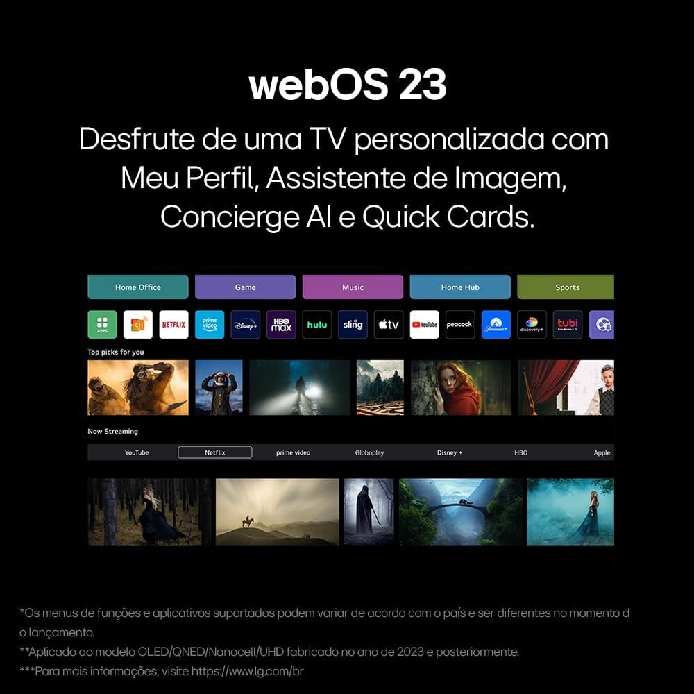 Smart TV 32" LG HD 32LR600B Processador α5 Ger6 AI Alexa integrado LG Channels webOS 23 compatível com Controle Smart Magic - Imagem 6