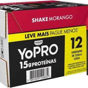 YoPRO Bebida Láctea UHT Morango 15g de proteínas 250ml – 12 unidades