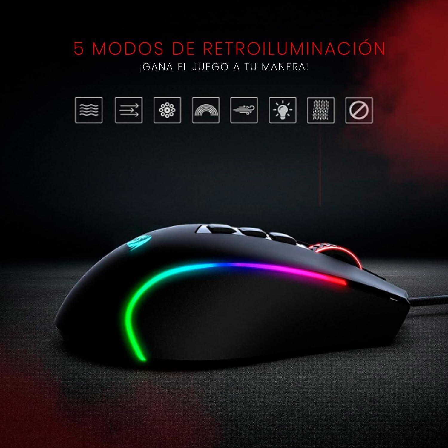 Mouse Gamer Redragon Predator RGB M612-RGB, Preto - Imagem 6