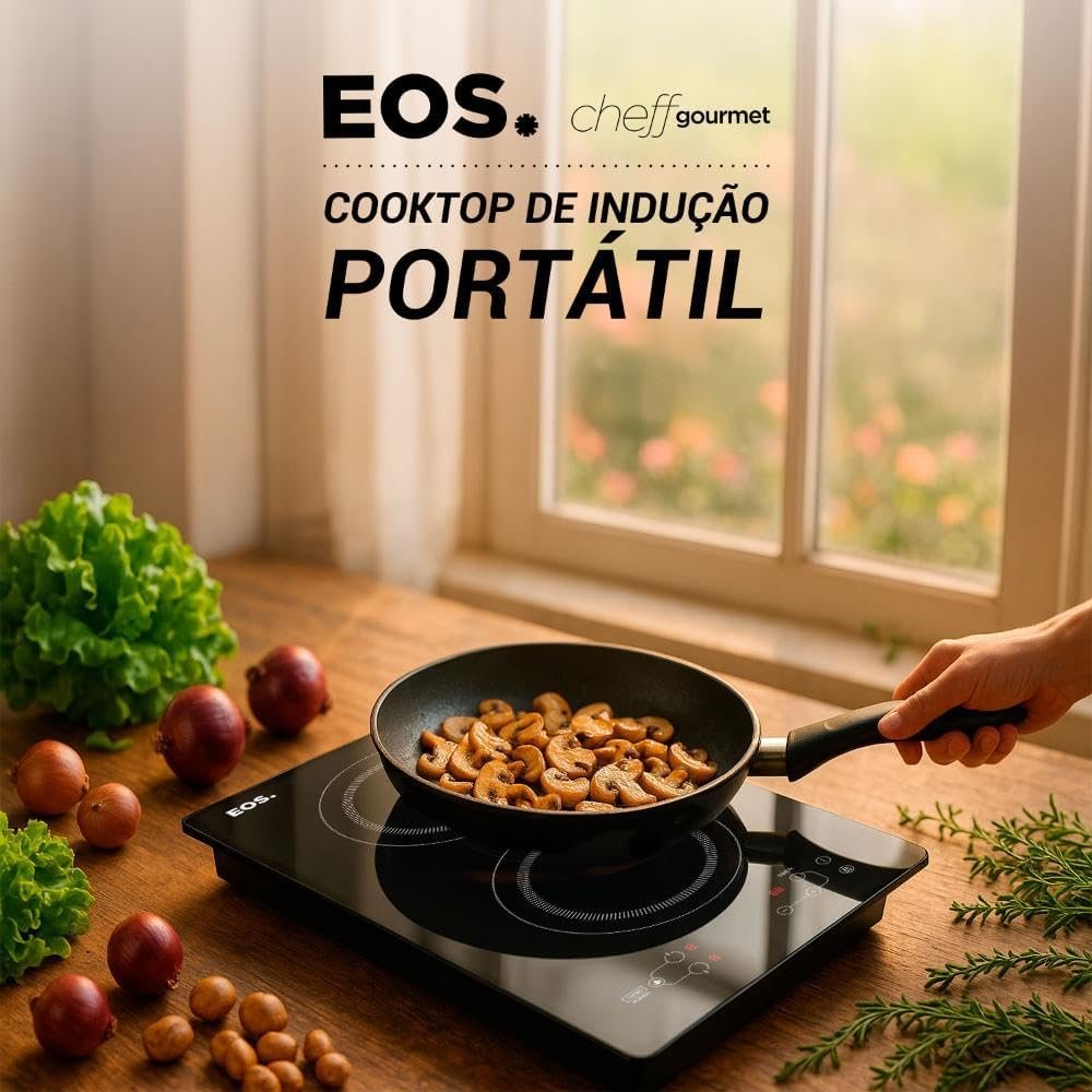 Cooktop de Indução 2 Bocas Portátil Eos Cheff Gourmet Preto 3300w Eci02epp 220v - Imagem 7